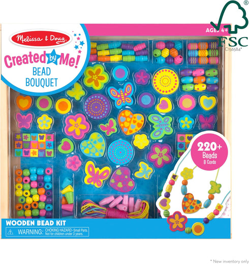 Melissa & Doug Created by Me! Bead Bouquet Deluxe Wooden Bead Set With 220+ Beads for Jewelry-Making, for 4+ years, Multicolor, 9½...