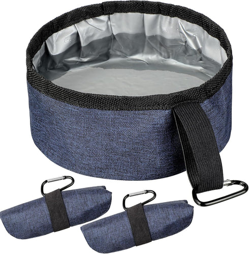 2 Pack Portable Dog Bowls Foldable Travel Dog Dish Portable Dog Water Bowl Water and Food Bowls Pet Hiking Accessories for Small and Large Dogs (D...