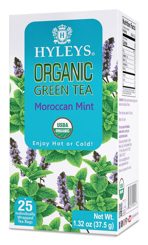 Hyleys Organic Green Tea Moroccan Mint Flavor - 25 Tea Bags...