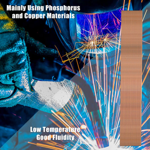 Copper Welding Rod, Selffluxing Phosphor Copper Round Welding Brazing Rod Low Temperature Easy Melt Welding Consumables for Air Conditioner Refrig...