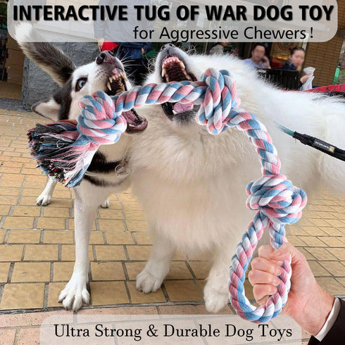 Dog Rope Toys Indestructible Dog Toys, Dog Chew Toys for Aggressive Chewers, Tough Puppy Teething Chew Toys for Boredom, Dental Cleaning Tug of Wa...