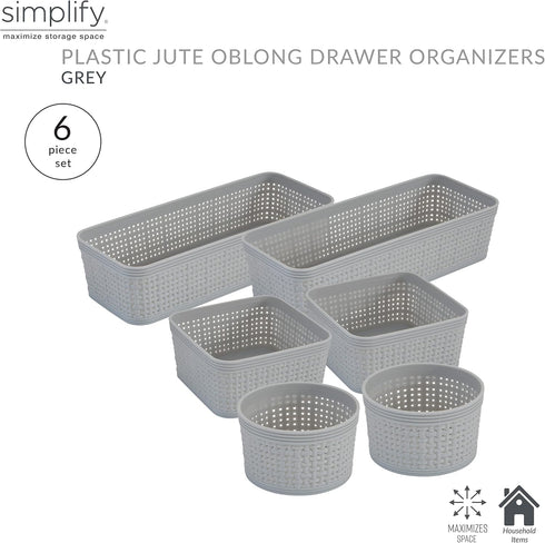 Simplify 6 Piece Organizing Set | Multiple Size Bins | Multipurpose | Office | Desk | Dorm | Bathroom | Storage Basket | Small Items | Accessories...