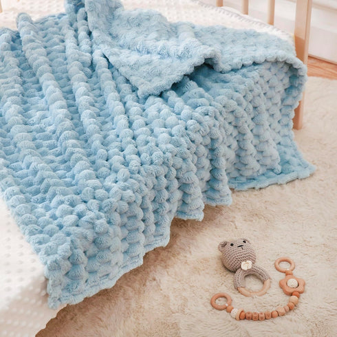 HOMRITAR Baby Blanket for Boys or Girls 3D Jacquard Fluffy Fuzzy Blanket for Infant, Soft Warm Cozy Flannel Fleece Warm Blanket Nursery, Stroller ...