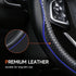 Leather Steering Wheel Cover?Black with Blue line?Anti-Slip, Safety, Soft, Sports Style, Black Steering Wheel Cover, Adaptable to 14.5-15 inches S...
