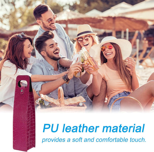 PATIKIL Wine Gift Bag, Wine Bag Reusable Leather Wine Tote Carrier for Wine Bottles Portable Champagne Gift Bags for Picnic Party Wedding, Red-1...