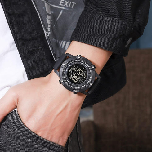 FANMIS Men's Digital Black Sports Watches Large Face Waterproof Dual Time Stopwatch Alarm LED Back Light Count Down Wrist Watch...