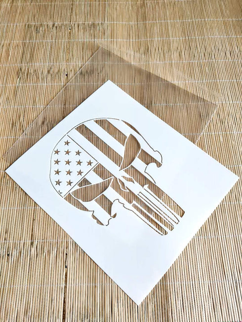 OBUY Punisher Skull Stencil for Painting on Wood, Walls, Fabric, Airbrush, More | Reusable 12 x 14 inch Mylar Template...