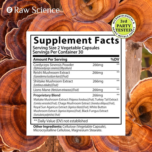 Mushroom Supplement - Shiitake Mushrooms & Lions Mane Supplement Capsules - Nootropic Mushroom Complex with Reishi, Turkey Tail, Chaga Extract & C...