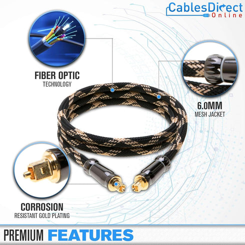 Cables Direct Online 3FT Premium Toslink Optical Audio Cable High Fidelity Digital Fiber Optic Cord for Home Theater, Sound Bar, Gaming Consoles D...