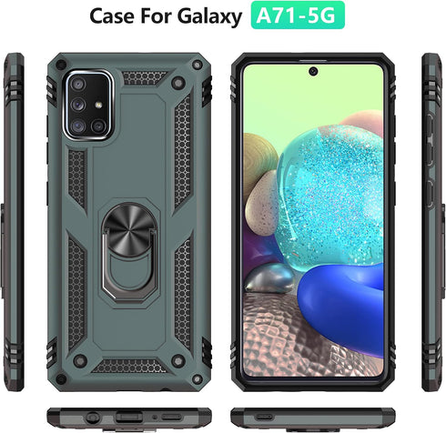 Samsung A71 5G Case, Military Grade Heavy Duty Protection Phone Case Cover with HD Screen Protector Magnetic Ring Kickstand for Samsung Galaxy A71...