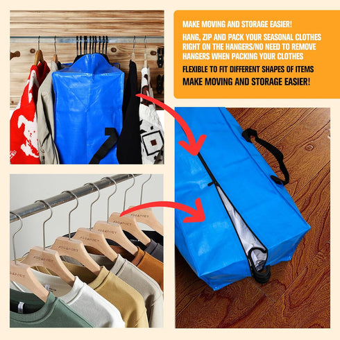 Moving Bags, Storage Totes, Extra Large Storage Bags for Moving Supplies, College Dorm Essentials, Bedroom Closet, Packing Bags with Backpack Hand...