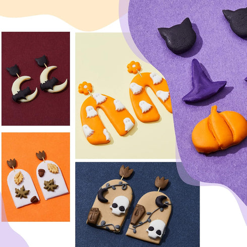 Tessco Set of 22 Small Polymer Clay Cutters for Earrings Valentine Mini Polymer Clay Molds Elf Pumpkin Heart Shaped Clay Earring Cutters for Jewel...