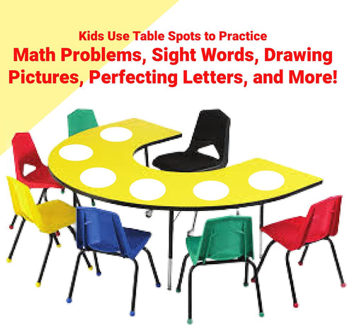 Table Spots Dry Erase Dots for Classroom Tables | Premium Vinyl No Staining! No Shadowing! 10 Pack, Large 12" Circles, White, Whiteboard...
