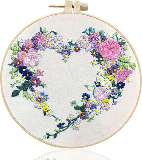 Maydear Embroidery Kit for Beginners Adults with Flower Pattern, Cross Stitch Kits, French Stamped Embroidery Starter Kit Including Embroidery Hoo...