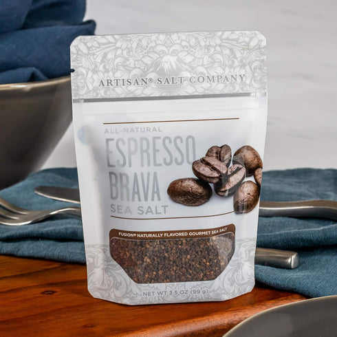 Artisan Salt Company Fusion Naturally Flavored Espresso Brava Sea Salt, Zip-Top Pouch, 3.5 Ounce...