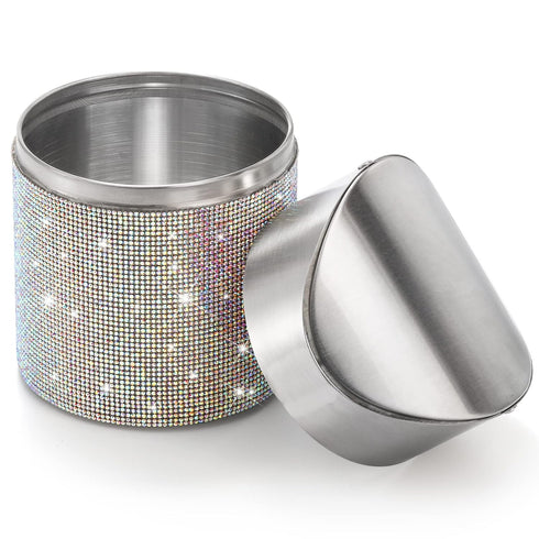 ZOOFOX Countertop Trash Can, 1.5 Liter Bling Rhinestone Garbage Bin with Swing Lid for Home, Office, Vanity Tabletop, Bedroom, Bathroom...