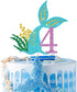Mermaid Four Cake Topper, Happy 4th Birthday Cake Decor, I'm Four Sign, Little Mermaid Birthday Party Decoration Supplies, Daughter of the Sea, Un...