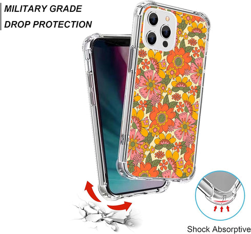 Retro Groovy Flowers Case Compatible with iPhone 13 Pro Max, 70s Hippie Floral Case for iPhone 13 Pro Max, Unique TPU Protective Phone Case...