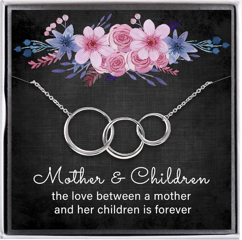 ALoveSoul Mother 2 Children Necklace - Sterling Silver Three 3 Interlocking Infinity Circles Necklace Birthday Gift for Mom...
