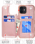 Arae Compatible for iPhone 12/12 Pro 6.1 inch Case with Card Holder - Wallet Case with PU Leather Card Pockets Back Flip Cover - Rose Gold...