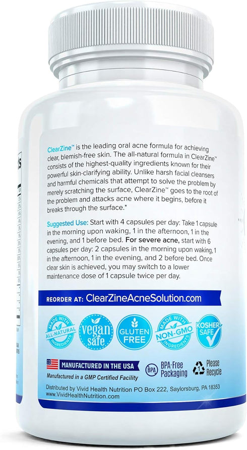Acne Pills for Teens & Adults | Clear Skin Supplement, Vitamins for Hormonal & Cystic Acne, 90 Caps...