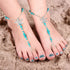 Yaomiao 4 Pairs Foot Jewelry Sandals Anklet Toe Rings Barefoot Chains Starfish Pearls Turquoise Beaded Elastic for Women Wedding Beach Wearing...