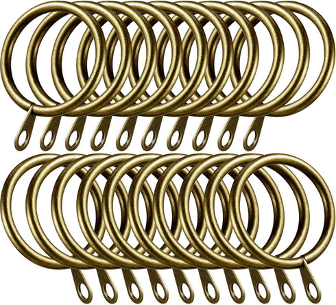 Shappy 20 Packs Metal Drapery Curtain Rings Hanging Rings for Curtains and Rods, Drape Sliding Eyelet Rings 30 mm Internal Diameter(Antique Brass)...