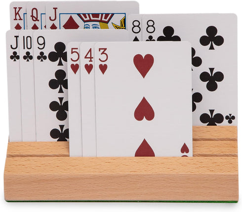 Standard Size Solid Beech Playing Card Holder-2 Piece Set-Card Storage...