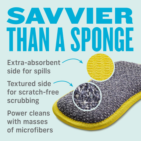 E-Cloth Washing Up Pad, Premium Microfiber Non-Scratch Kitchen Dish Scrubber Sponge, Ideal for Dish, Sink and Countertop Cleaning, 100 Wash Guaran...
