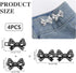 4 Pairs Bow Jeans Button Pins, Detachable Pant Waist Tightener Adjustable Waist Buckle Tighten Waist Buttons No Sew Pants Waist Adjuster Clips for...