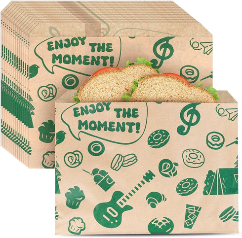 VGOODALL 50PCS Paper Sandwich Bags, Small Snack Bags 8.1x6.6inch Wax Paper Bags for Snack Sandwich Picnic...