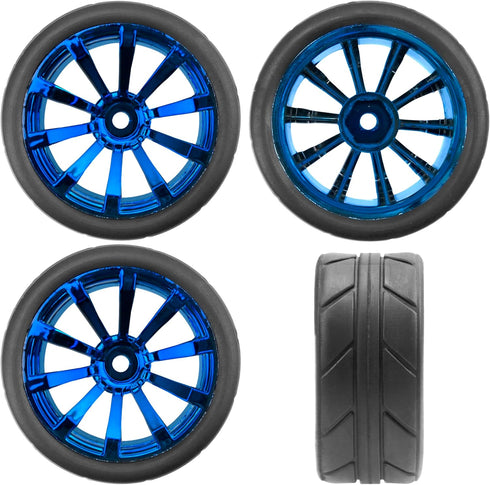 ShareGoo OD 2.55" Rubber Tires w/Plastic Wheel Rims 12mm Hex Compatible with HSP Tamiya Kyosho Traxxas Sakura WLtoys 1/10 RC On Road Racing Tourin...