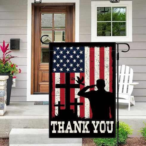 Memorial Day Garden Flag 12×18 Inch Double Sided Vertical Burlap Thank You Military Soldiers Independence Day Veterans Day Garden Flag Farmhouse O...