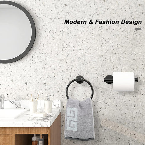 NearMoon 2 Pieces Bathroom Hardware Accessories, Towel Ring and Toilet Paper Holder- Stainless Steel Bathroom Towel Hanger and Hand Towel Holder, ...