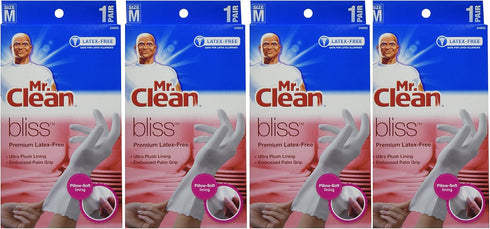 Mr. Clean 243033 Bliss Premium 1-pair Latex-free Gloves, Medium (4 Pack)...