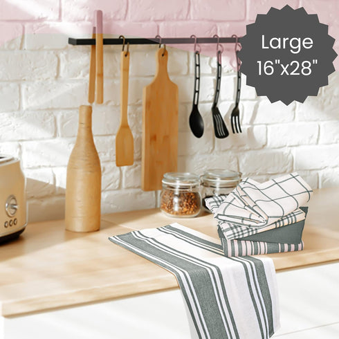 Cotton Clinic 16x28 Kitchen Dish Tea Towels Ring Spun Cotton Set of 5, Dish Cloths, Bar Towels, Tea Towels and Cleaning Towels, Kitchen Towels wit...