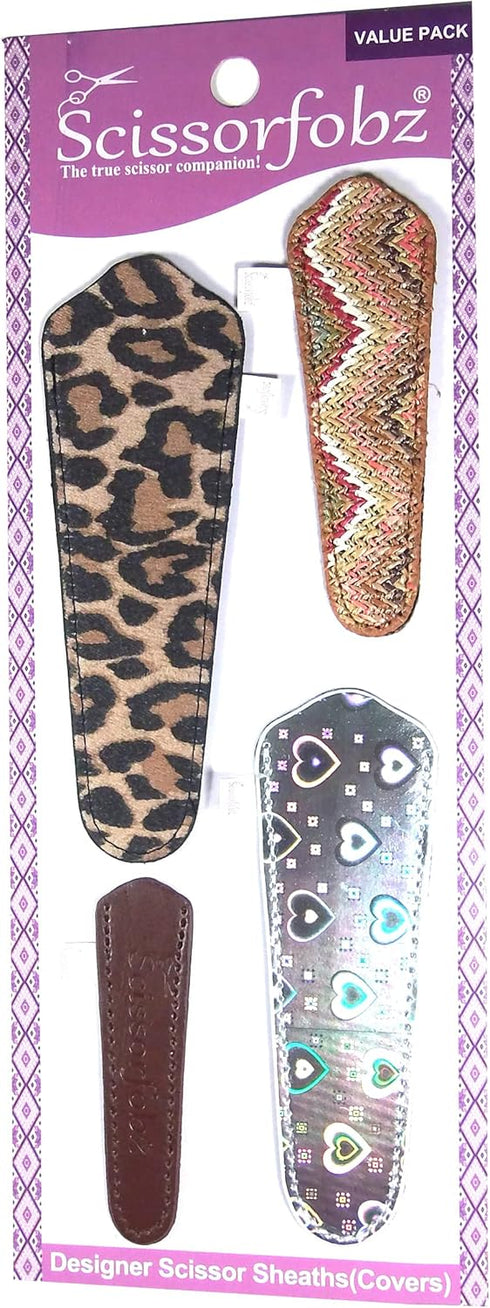 SCISSORFOBZ Designer Scissors Sheaths Protective Covers- 4 pcs Assorted Sizes Value Pack- Assorted Collection - #SAST09...