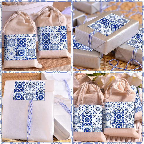 50 Sheets Moroccan Mosaic Tissue Paper,19.7 x 28 Inch Gift Wrapping Tissue Paper Blue Tiles Partern Art Tissue for Wedding Invitation Bridal Showe...