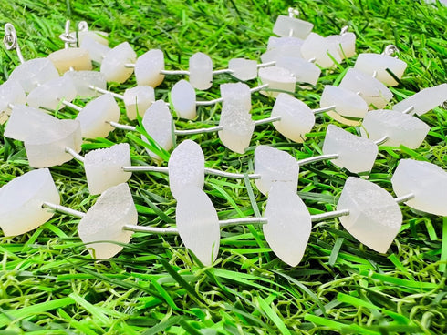 1 Strand White Druzy 9 Pcs Beads Size 12x6mm Marquoise Shape Cut Smooth Beads for Jewellery Making, Beading & Craft Supplies KCRAFTS-RK_k82...