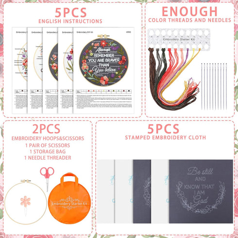 You're Awesome Keep That Up Embroidery Kit for Beginners, Funny Embroidery Starter Kit Craft Kit Stamped Cross Stitch Set Birthday Gift for Women,...