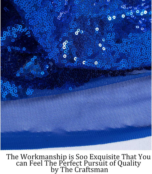 Pardecor Sequin Fabric by The Yard - Glitter Mesh Fabric, Little Mermaid Design, Sparkle Cloth (1 Yard, Royal Blue)...
