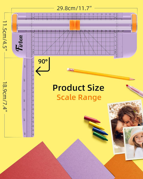 Firbon Purple A5 Paper Cutter, Straight Small Paper Trimmer with Side Ruler for Scrapbooking Craft, Paper, Coupon, Label, Cardstock...
