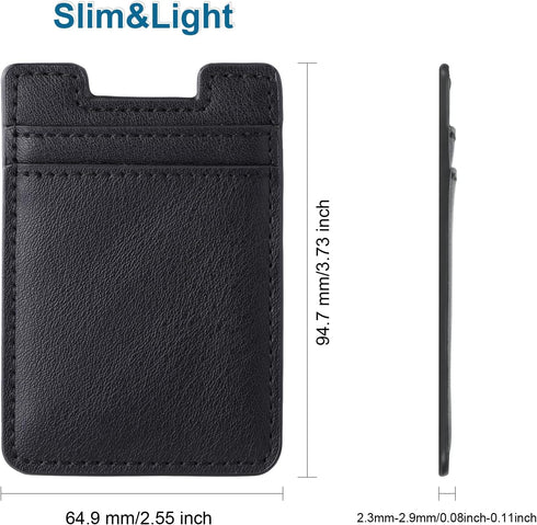 Phone Wallet Stick on,2Pack Phone Card Holder for Back of Phone Case, Leather Credit Card Holder for Cell Phone Sticky Wallet RFID Double Pocket S...