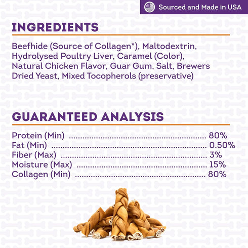 USA Collagen Braids Assorted Dog Chew Treats - Chicken Marinade Flavor, 10oz/1 Pack...