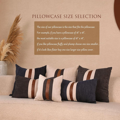 BOYSUM Farmhouse Decorative Outdoor Throw Pillow Covers for Couch Sofa Bed Brown Faux Leather Accent Pillow Cover Modern Decor Pillow Case 18 x 18...