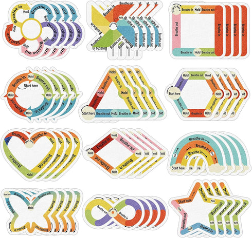 ZOiiWA 48 Pcs Breath Calm Anxiety Sensory Stickers Reusable Textured Tactile Rough Calming Stickers Adhesive Sensory Strips for School Office Clas...