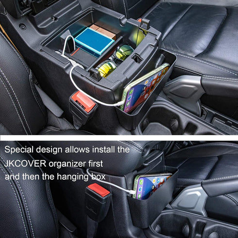 Center Console Hanging Box Compatible with JEEP Wrangler JL/JLU 2018-2023 2024 2025 and JEEP Gladiator JT Truck 2020-2024 2025 Organizer Tray Armr...