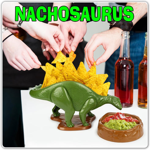 Funwares Original Nachosaurus Snack and Dip Set, Dinosaur Nacho Holder...
