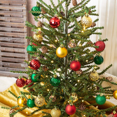 KI Store Red Christmas Balls 34pcs 1.57-Inch Small Christmas Tree Decoration Ornaments for Xmas Tree Holiday Wreath Garland Decor Ornaments Hooks ...