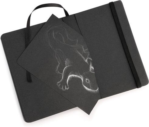 Pentalic Traveler Midnight Sketch Black Paper Journal, 160 Pages, Black (3" x 4")...